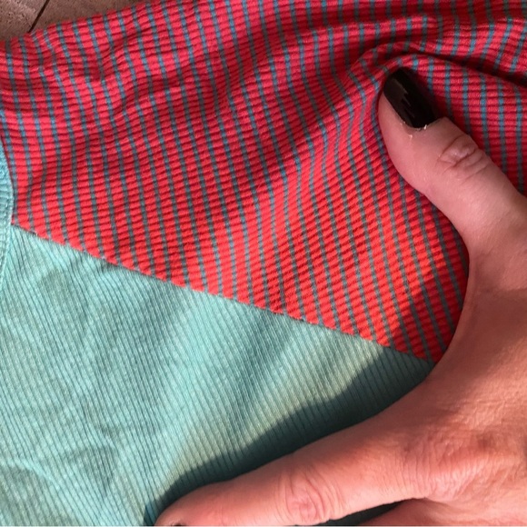 LLR LulaRoe Womens Randy Raglan Baseball Tee Half Sleeve Small Pink and Green - Picture 3 of 4